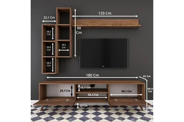 TV-kalustepaketti Horveryd 180 cm - Ruskea - Huonekalut - TV- & Mediakalusteet - TV-kalustepaketti