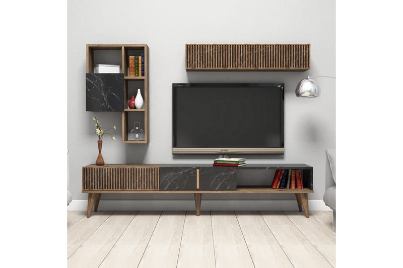 TV-Kalustepaketti Lebens 180 cm - Pähkinä/Musta - Huonekalut - TV- & Mediakalusteet - TV-kalustepaketti