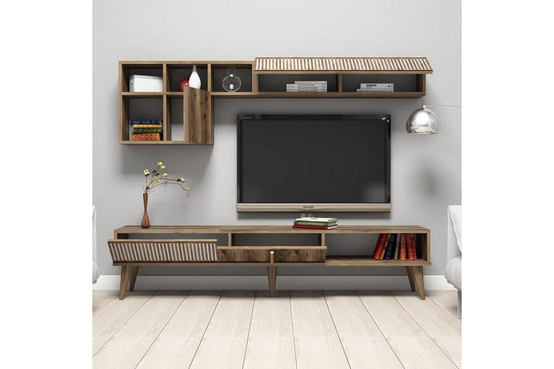 TV-Kalustepaketti Lebens 180 cm - Pähkinä - Huonekalut - TV- & Mediakalusteet - TV-kalustepaketti