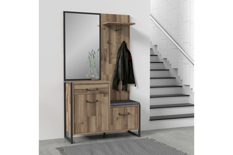 TV-Kalustepaketti Lodmoor 114 cm - Ruskea/Harmaa - Huonekalut - TV- & Mediakalusteet - TV-kalustepaketti