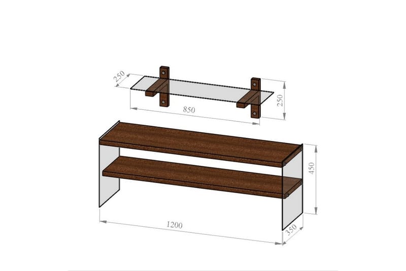 TV-Kalustepaketti Mccarney 45 cm - Pähkinä - TV-kalustepaketti