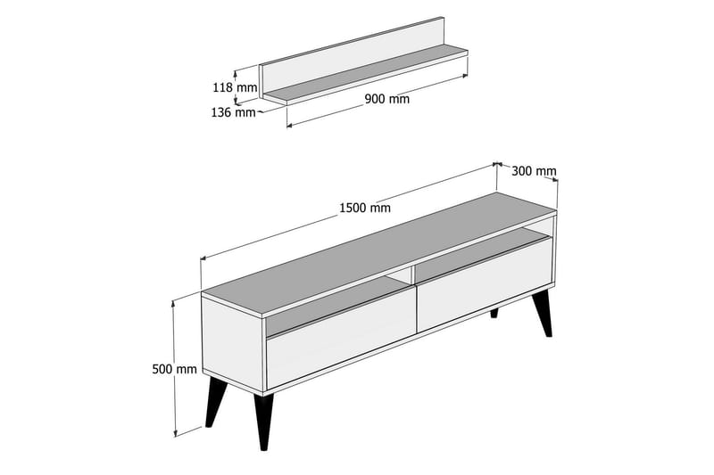 TV-Kalustepaketti Nyarai 150 cm - Pähkinä/Ruskea - TV-kalustepaketti