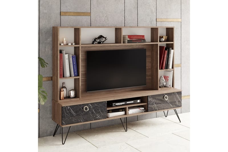 TV-Kalustepaketti Tomoe 180 cm - Pähkinä/Musta - Huonekalut - TV- & Mediakalusteet - TV-kalustepaketti