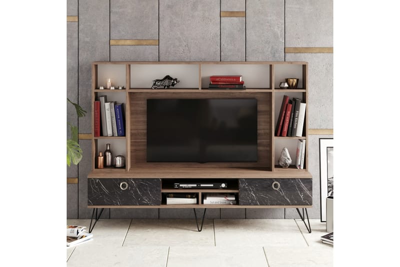 TV-Kalustepaketti Tomoe 180 cm - Pähkinä/Musta - Huonekalut - TV- & Mediakalusteet - TV-kalustepaketti