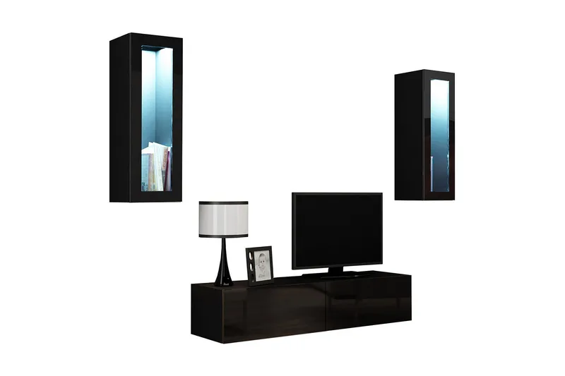 TV-kalustepaketti Vigo 210x40x180 cm - Musta/Valkoinen - Huonekalut - TV- & Mediakalusteet - TV-kalustepaketti