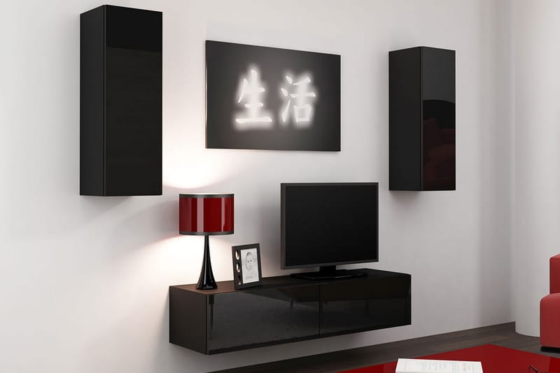 TV-kalustepaketti Vigo 210x40x180 cm - Musta/Valkoinen - Huonekalut - TV- & Mediakalusteet - TV-kalustepaketti