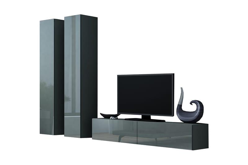 TV-kalustepaketti Vigo 220x40x180 cm - Musta / Harmaa - Huonekalut - TV- & Mediakalusteet - TV-kalustepaketti