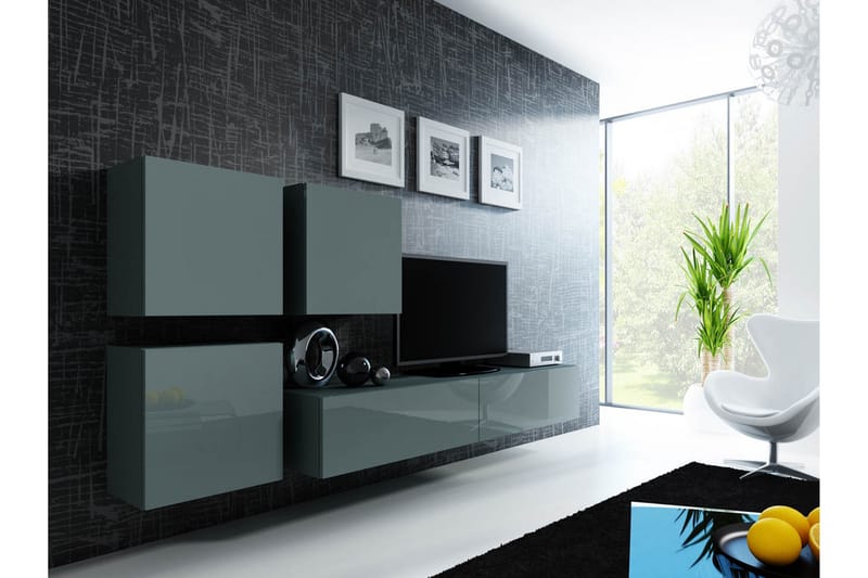 TV-kalustepaketti Vigo 230x40x180 cm - Valkoinen - Huonekalut - TV- & Mediakalusteet - TV-kalustepaketti