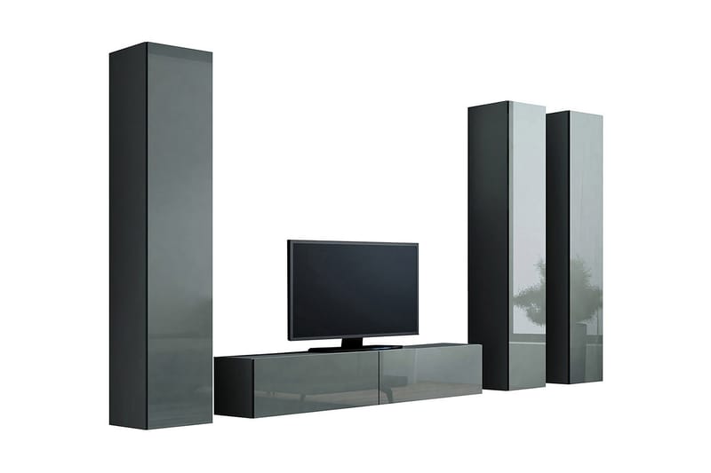 TV-kalustepaketti Vigo 260x40x180 cm - Musta/Harmaa/Valkoinen - Huonekalut - TV- & Mediakalusteet - TV-kalustepaketti