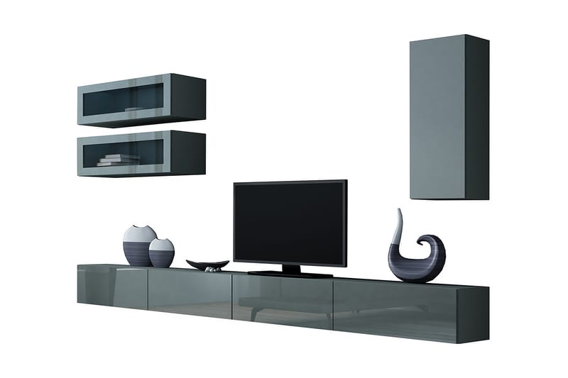 TV-kalustepaketti Vigo 280x40x180 cm - Harmaa - Huonekalut - TV- & Mediakalusteet - TV-kalustepaketti