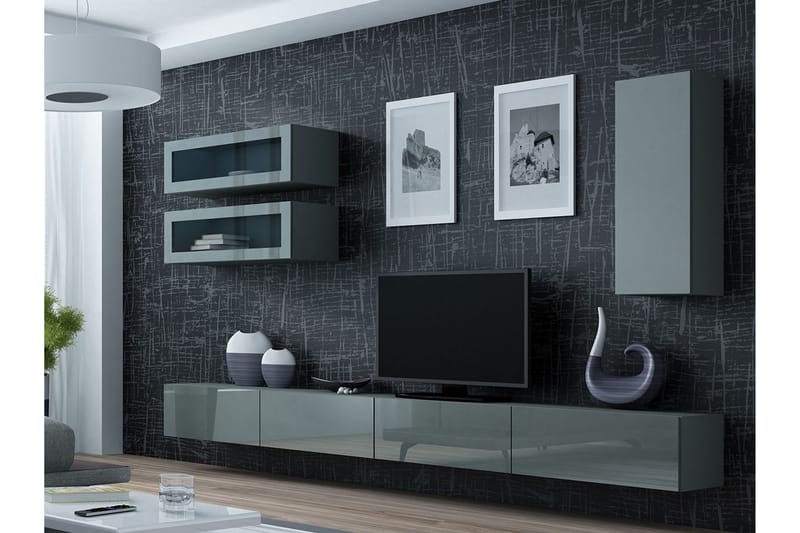 TV-kalustepaketti Vigo 280x40x180 cm - Harmaa - Huonekalut - TV- & Mediakalusteet - TV-kalustepaketti