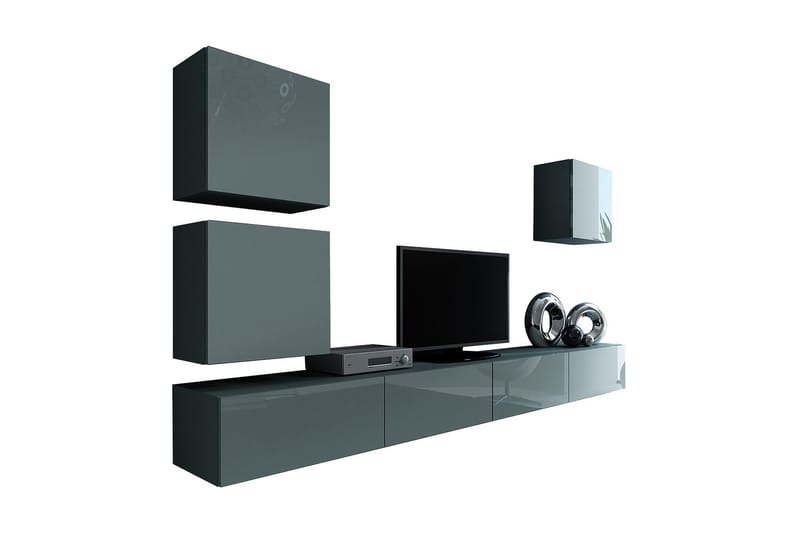 TV-kalustepaketti Vigo 280x40x180 cm - Harmaa - Huonekalut - TV- & Mediakalusteet - TV-kalustepaketti