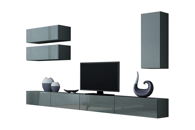 TV-kalustepaketti Vigo 280x40x180 cm - Harmaa - Huonekalut - TV- & Mediakalusteet - TV-kalustepaketti