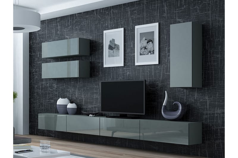 TV-kalustepaketti Vigo 280x40x180 cm - Harmaa - Huonekalut - TV- & Mediakalusteet - TV-kalustepaketti