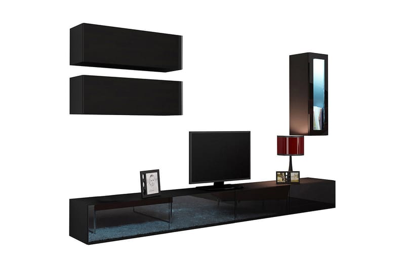TV-kalustepaketti Vigo 280x40x180 cm - Musta/Valkoinen - Huonekalut - TV- & Mediakalusteet - TV-kalustepaketti