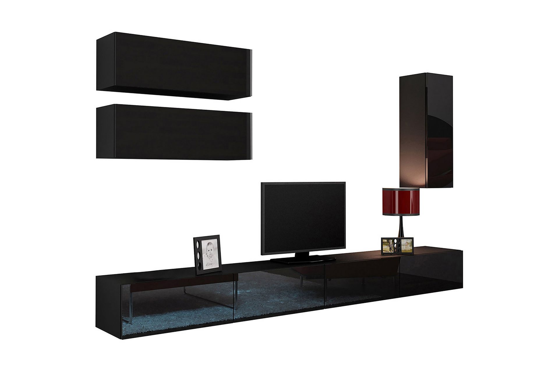 TV-kalustepaketti Vigo 280x40x180 cm - Musta/Valkoinen - Huonekalut - TV- & Mediakalusteet - TV-kalustepaketti