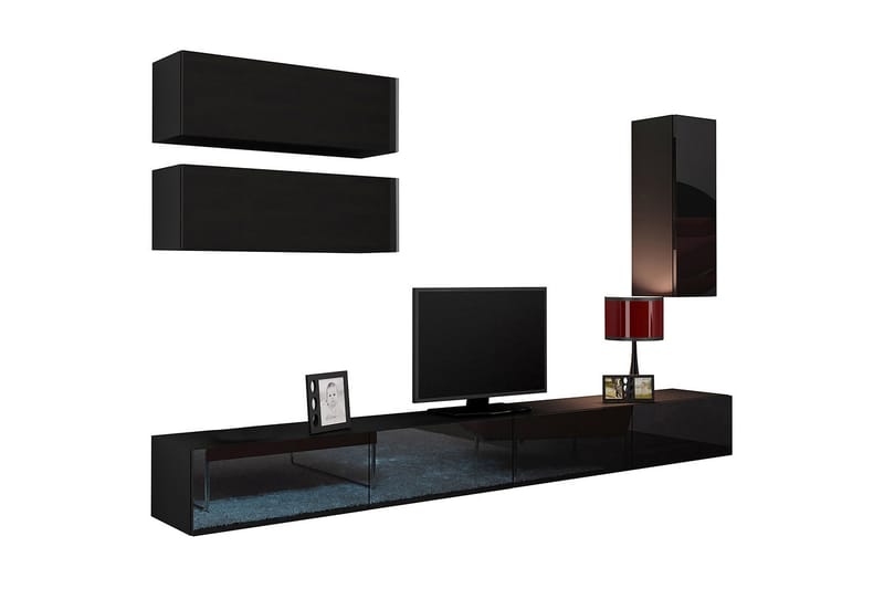 TV-kalustepaketti Vigo 280x40x180 cm - Musta/Valkoinen - Huonekalut - TV- & Mediakalusteet - TV-kalustepaketti