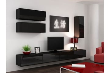 TV-kalustepaketti Vigo 280x40x180 cm - Musta/Valkoinen - Huonekalut - TV- & Mediakalusteet - TV-kalustepaketti