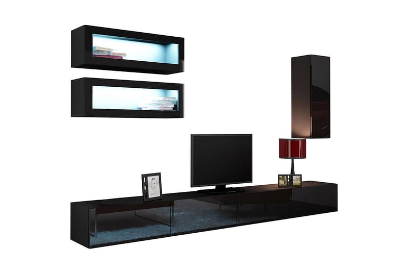 TV-kalustepaketti Vigo 280x40x180 cm - Valkoinen - Huonekalut - TV- & Mediakalusteet - TV-kalustepaketti