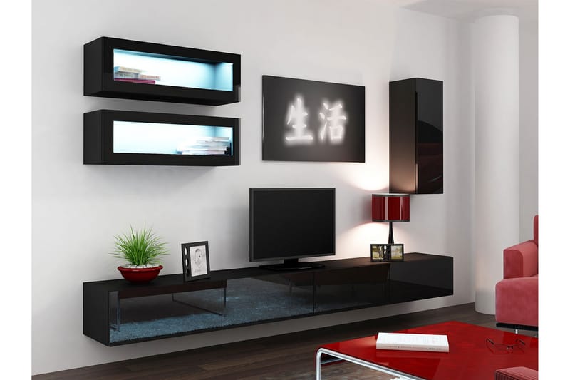 TV-kalustepaketti Vigo 280x40x180 cm - Valkoinen - Huonekalut - TV- & Mediakalusteet - TV-kalustepaketti