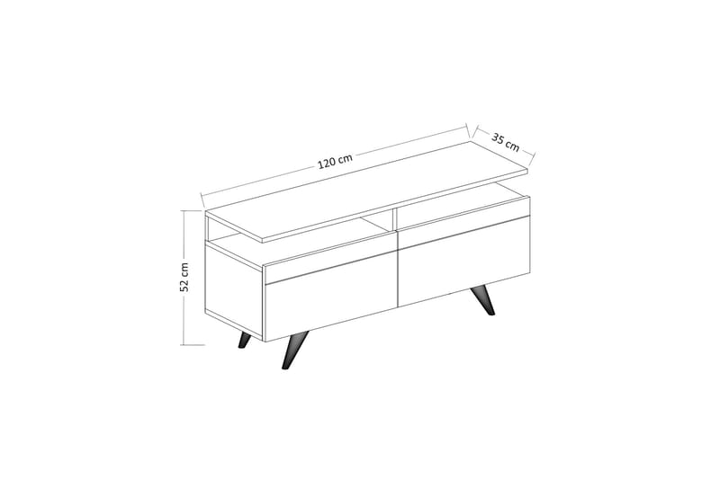 TV-kalustesetti 35x150 cm 2 kaappia - Luonnonväri/Valkoinen - TV-kalustepaketti