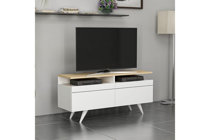 TV-kalustesetti 35x150 cm 2 kaappia - Luonnonväri/Valkoinen - Huonekalut - TV- & Mediakalusteet - TV-kalustepaketti