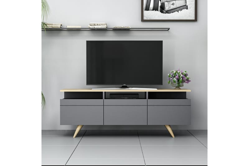TV-kalustesetti 35x150 cm - Antrasiitti/Luonnonväri - Huonekalut - TV- & Mediakalusteet - TV-kalustepaketti
