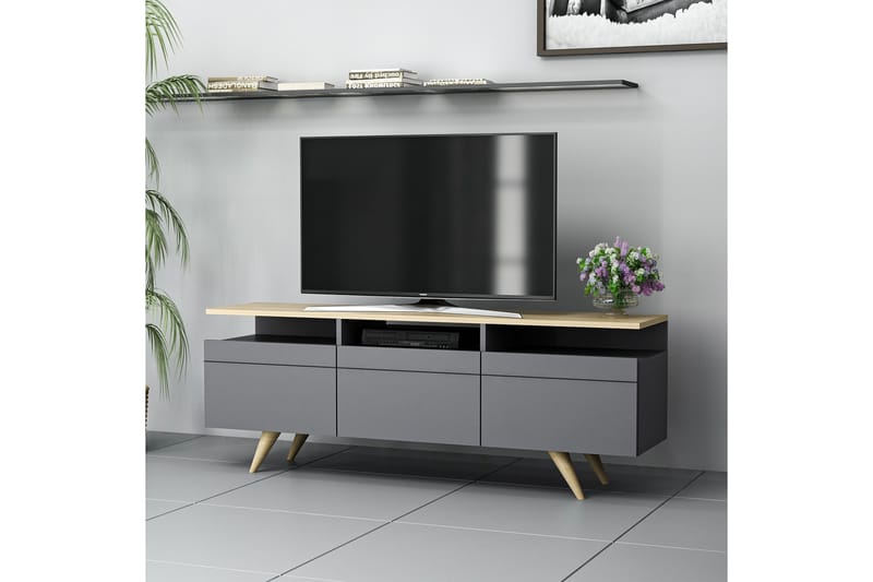 TV-kalustesetti 35x150 cm - Antrasiitti/Luonnonväri - Huonekalut - TV- & Mediakalusteet - TV-kalustepaketti