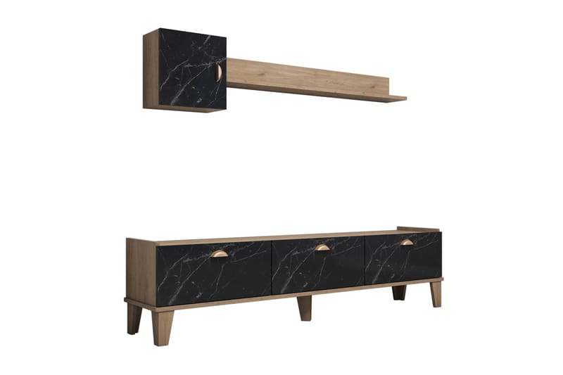 TV-kalustesetti 35x178 cm - Luonnonväri/Musta - Huonekalut - TV- & Mediakalusteet - TV-kalustepaketti