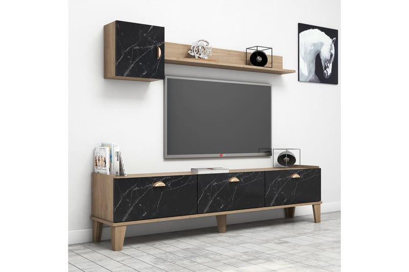 TV-kalustesetti 35x178 cm - Luonnonväri/Musta - Huonekalut - TV- & Mediakalusteet - TV-kalustepaketti