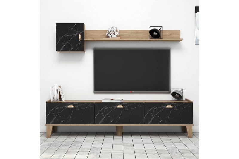 TV-kalustesetti 35x178 cm - Luonnonväri/Musta - Huonekalut - TV- & Mediakalusteet - TV-kalustepaketti