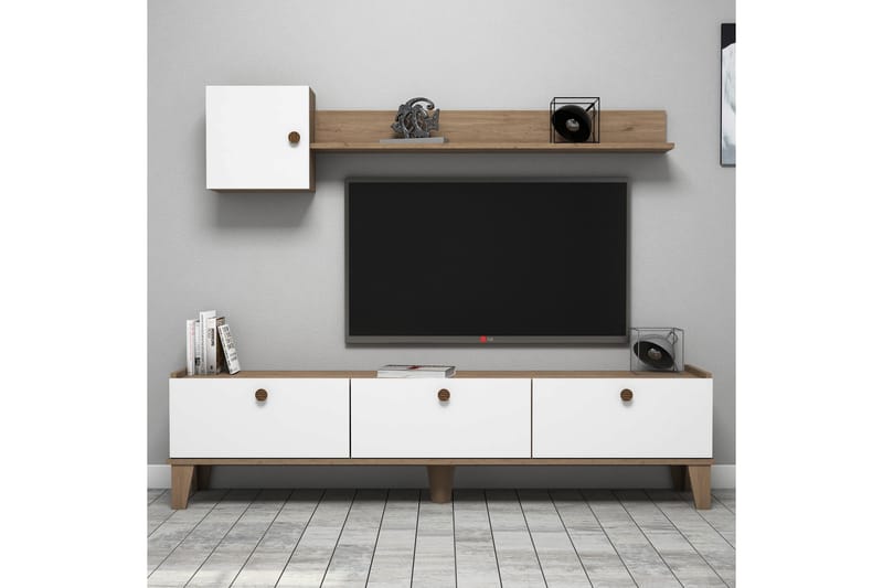 TV-kalustesetti 35x178 cm - Luonnonväri/Valkoinen - Huonekalut - TV- & Mediakalusteet - TV-kalustepaketti