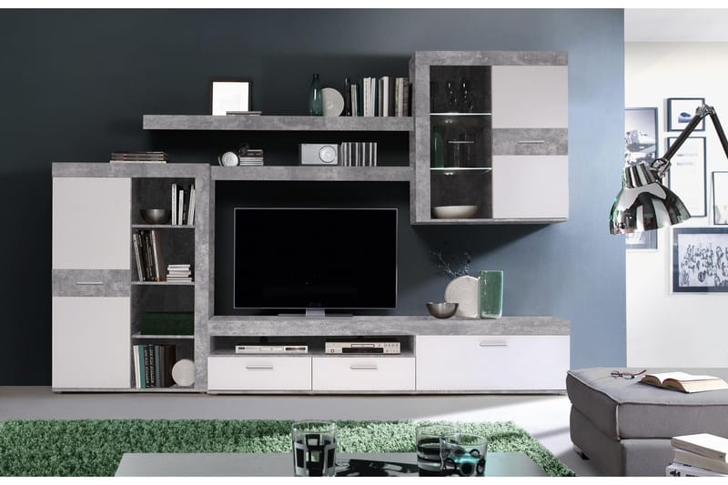 TV-kalustesetti Dagopol 41x300 cm - Valkoinen/Harmaa - Huonekalut - TV- & Mediakalusteet - TV-kalustepaketti