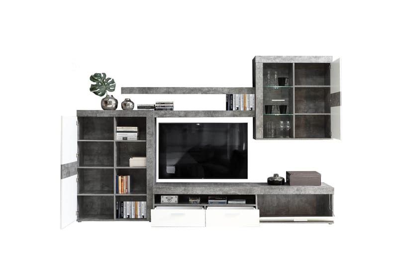 TV-kalustesetti Dagopol 41x300 cm - Valkoinen/Harmaa - Huonekalut - TV- & Mediakalusteet - TV-kalustepaketti