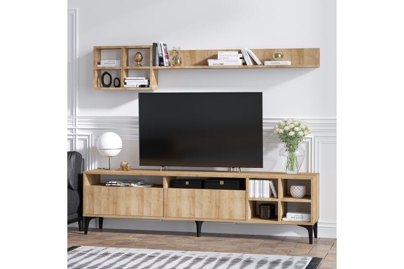 TV-kalustesetti Debbies 180 cm - Luonnonväri/Musta - Huonekalut - TV- & Mediakalusteet - TV-kalustepaketti