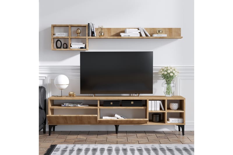TV-kalustesetti Debbies 180 cm - Luonnonväri/Musta - Huonekalut - TV- & Mediakalusteet - TV-kalustepaketti