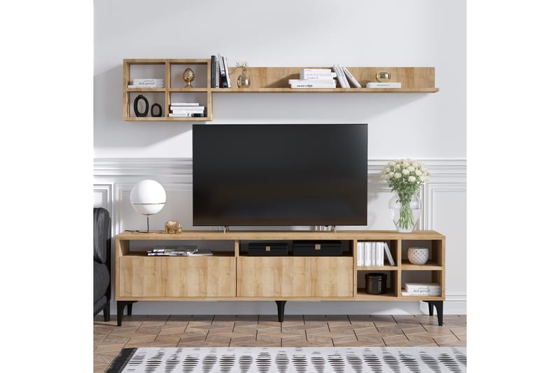 TV-kalustesetti Debbies 180 cm - Luonnonväri/Musta - Huonekalut - TV- & Mediakalusteet - TV-kalustepaketti