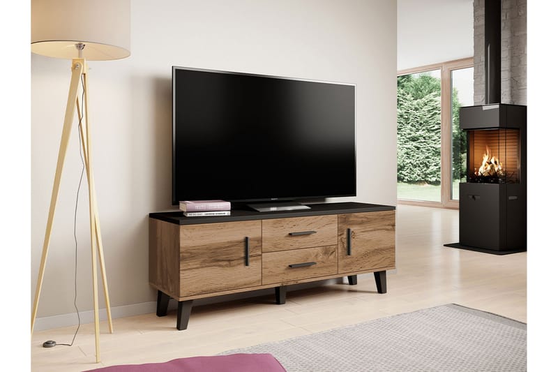 TV-kalustesetti Dudley 140 cm - Luonnonväri/Musta - Huonekalut - TV- & Mediakalusteet - TV-kalustepaketti