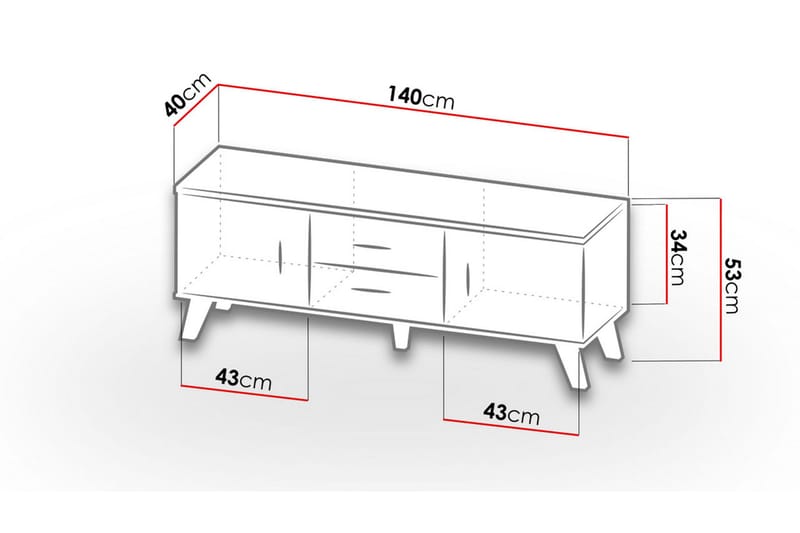 TV-kalustesetti Dudley 140 cm - Luonnonväri/Musta - Huonekalut - TV- & Mediakalusteet - TV-kalustepaketti