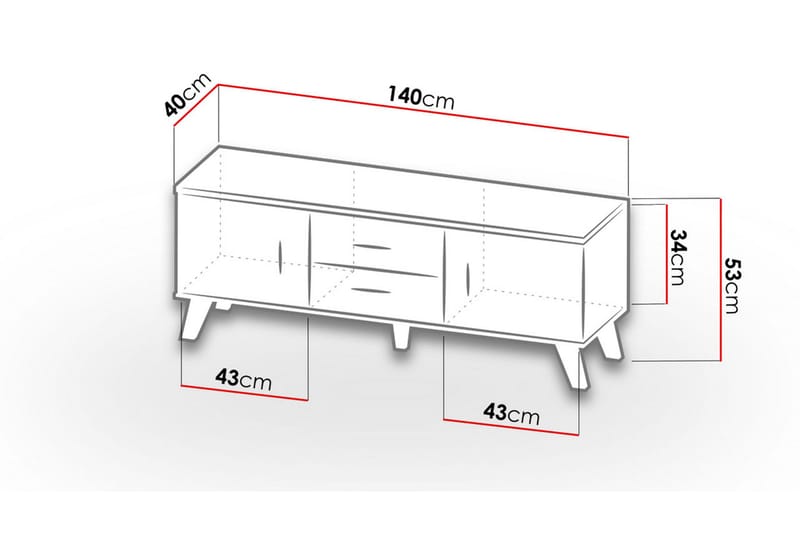 TV-kalustesetti Dudley 140 cm - Luonnonväri/Musta - TV-kalustepaketti