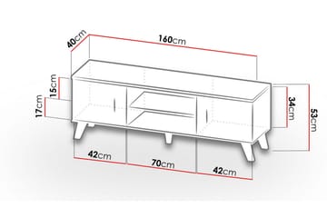 TV-kalustesetti Dudley 160 cm - Luonnonväri/Musta - Huonekalut - TV- & Mediakalusteet - TV-kalustepaketti