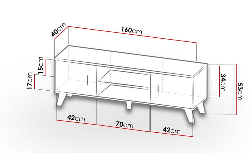 TV-kalustesetti Dudley 160 cm - Luonnonväri/Musta - Huonekalut - TV- & Mediakalusteet - TV-kalustepaketti