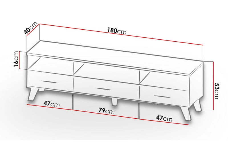 TV-kalustesetti Dudley 180 cm - Luonnonväri/Musta - TV-kalustepaketti