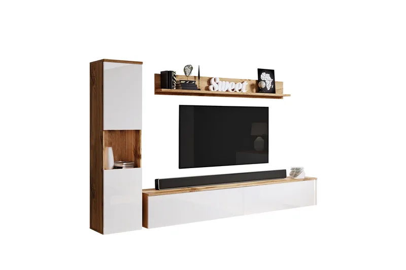 Tv-kalustesetti - Luonnonväri/Valkoinen - Huonekalut - TV- & Mediakalusteet - TV-kalustepaketti