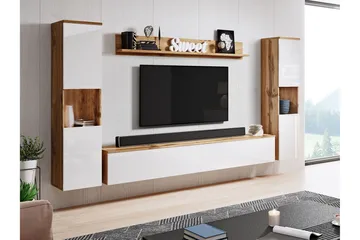 Tv-kalustesetti - Luonnonväri/Valkoinen - Huonekalut - TV- & Mediakalusteet - TV-kalustepaketti