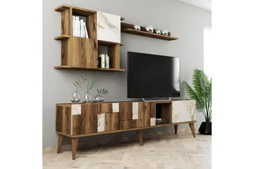 TV-kalustesetti Moyano 180 cm - Valkoinen/Tummanruskea - Huonekalut - TV- & Mediakalusteet - TV-kalustepaketti