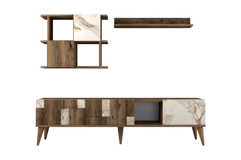 TV-kalustesetti Moyano 180 cm - Valkoinen/Tummanruskea - Huonekalut - TV- & Mediakalusteet - TV-kalustepaketti