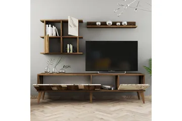 TV-kalustesetti Moyano 180 cm - Valkoinen/Tummanruskea - Huonekalut - TV- & Mediakalusteet - TV-kalustepaketti