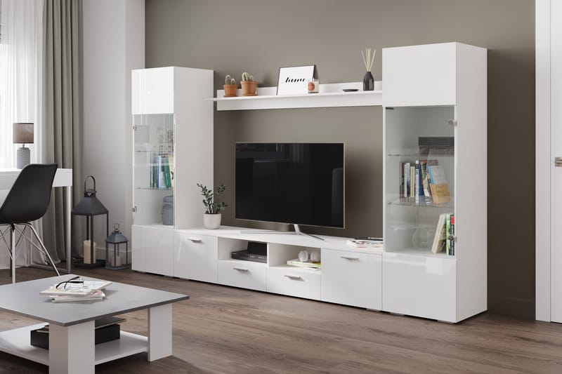 TV-kalustesetti Rhue 41x260  cm - Lasi/Valkoinen - Huonekalut - TV- & Mediakalusteet - TV-kalustepaketti