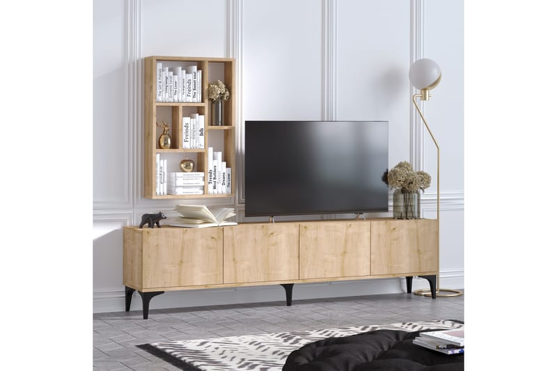 TV-kalustesetti Turida 180 cm - Sininen/Luonnonväri/Musta - Huonekalut - TV- & Mediakalusteet - TV-kalustepaketti